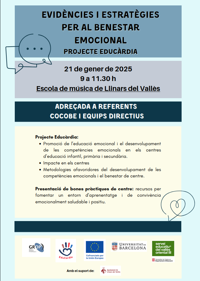 “Evidence and Strategies for Emotional Well-Being”. An Event organized by the GROP Research Group from the University of Barcelona. Save the date!